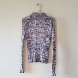 Topshop Ribbed Heathered Grey Turtleneck Sweater